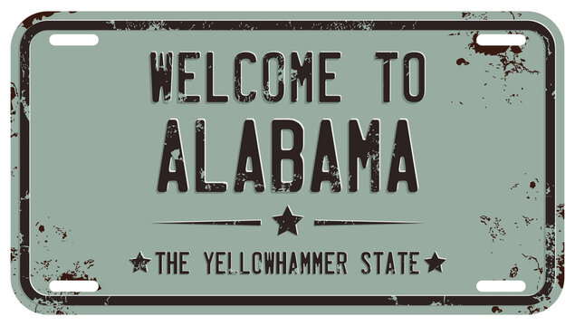 Welcome To Alabama Message on  Damaged License Plate