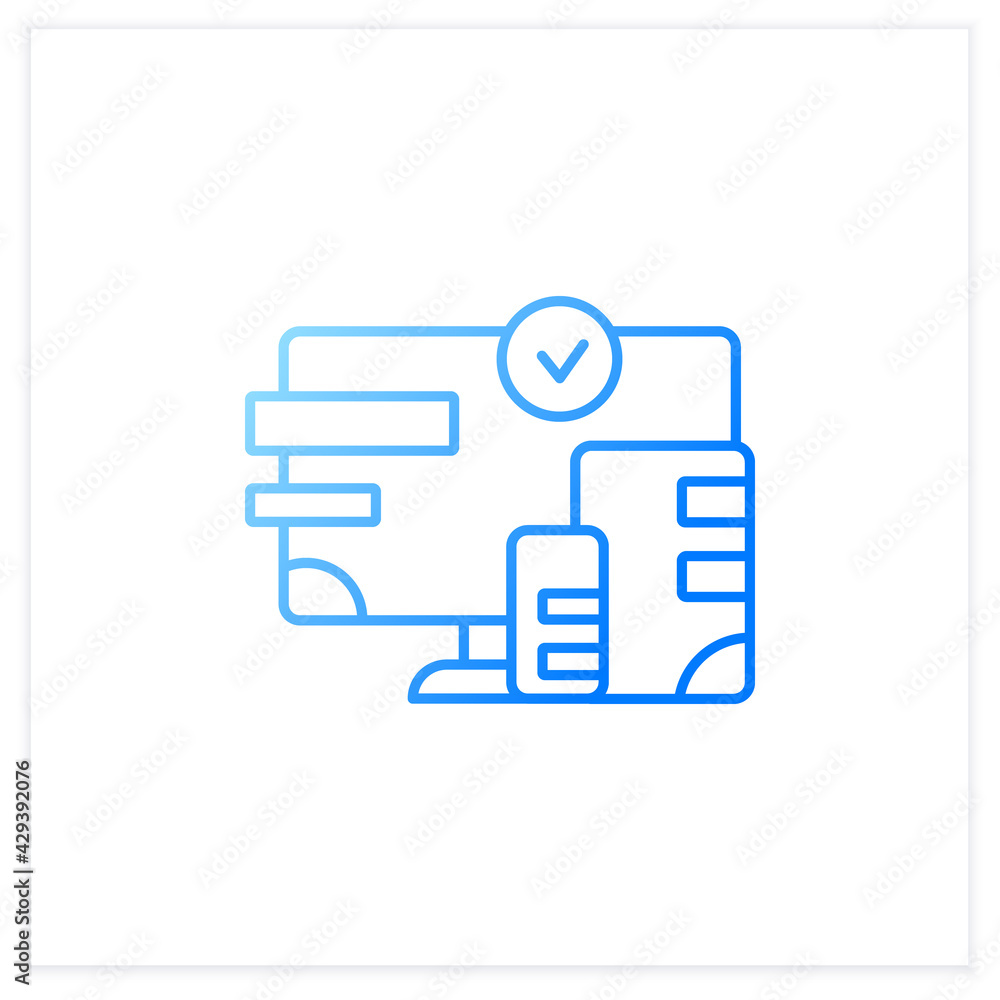 Poster cross platform design gradient icon. website design. icons, appearance, labels.creating on laptop. d