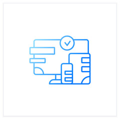 Cross platform design gradient icon. Website design. Icons, appearance, labels.Creating on laptop. Digitalization concept.Isolated vector illustration.Suitable to banners, mobile apps and presentation