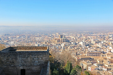 Naklejka premium City of Granada from the Alhambra, Spain