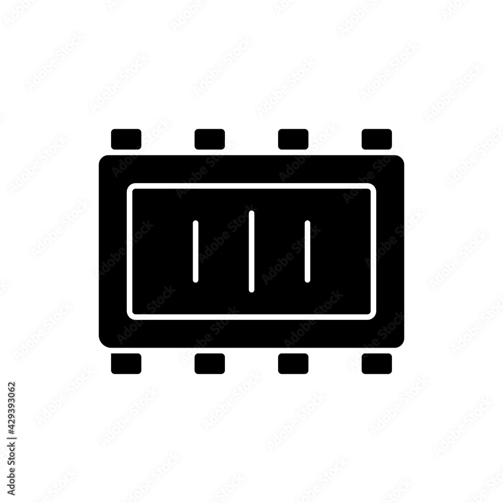 Poster smart microchip parts black glyph icon. creation of small controllers for modern technologies. elect