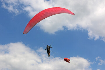 Paraglider being towed on a winch launch	