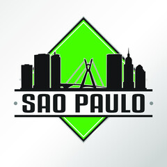 Sao Paulo Brazil Skyline Logo. Adventure Landscape Design. Vector Illustration Cut File.