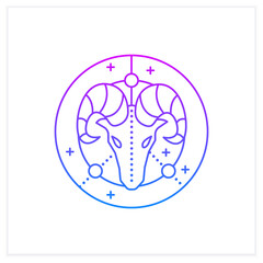 Aries gradient icon. Ram symbol. First fire sign in zodiac. Birth symbol. Mystic horoscope sign. Astrological science.Isolated vector illustration.Suitable to banners, mobile apps and presentation