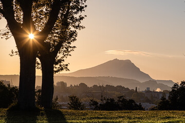 the Sainte Victoire mountain in the morning light