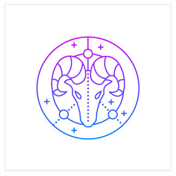 Aries gradient icon. Ram symbol. First fire sign in zodiac. Birth symbol. Mystic horoscope sign. Astrological science.Isolated vector illustration.Suitable to banners, mobile apps and presentation