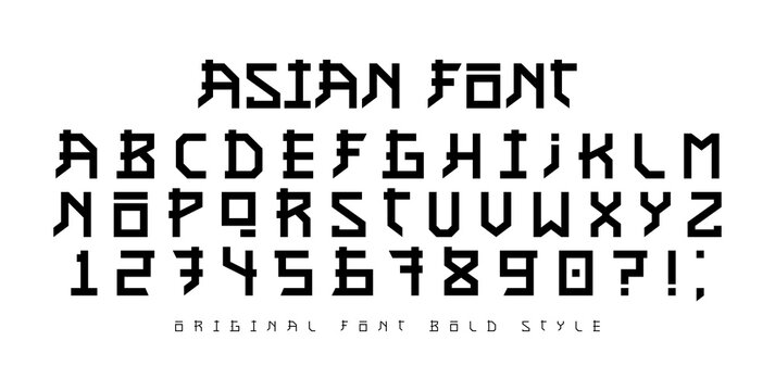 Vector Handmade Asian and Japanese style font.