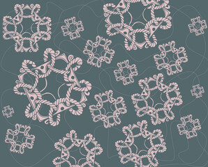 Beautiful composition of thread, stripe, entwines the background and objects with a rope entwining a square. Suitable for printing on fabric, packaging