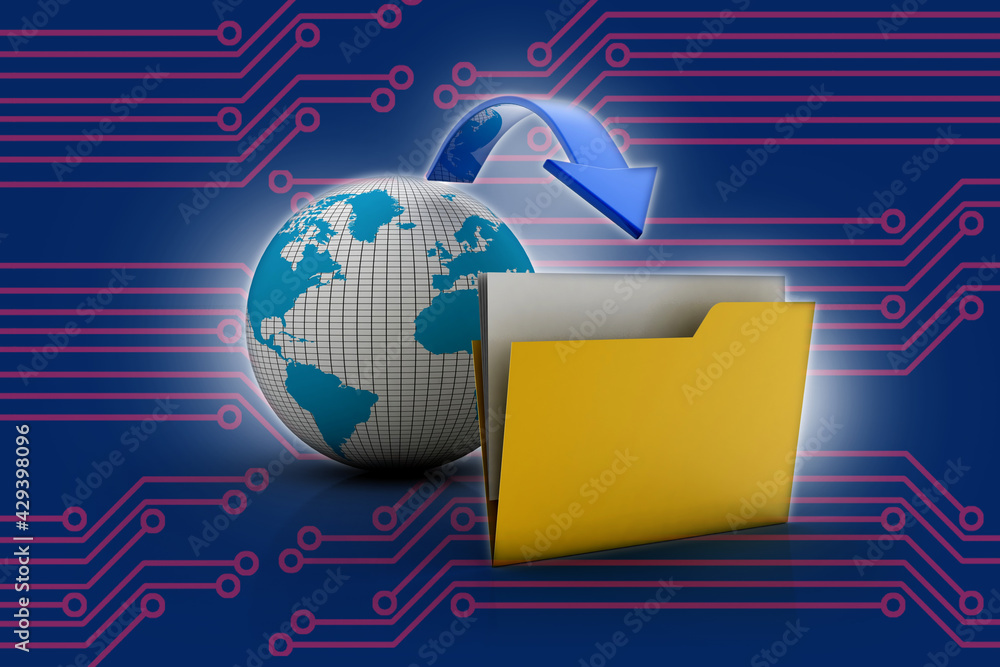 Poster 3d rendering folder with documents