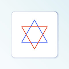 Line Star of David icon isolated on white background. Jewish religion symbol. Symbol of Israel. Colorful outline concept. Vector