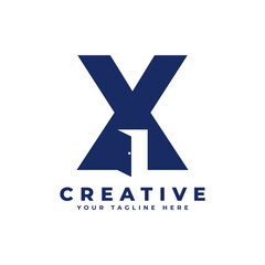Fototapeta premium Initial Letter X with Door Negative Space Logo Design. Usable for Construction Architecture Building Logo