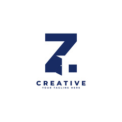 Initial Letter Z with Door Negative Space Logo Design. Usable for Construction Architecture Building Logo