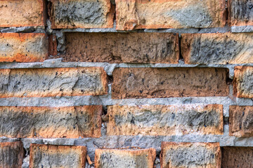 Background from old red brick masonry