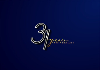 31 Years Anniversary Logo Silver Colored isolated on blue background, vector design for greeting card and invitation card