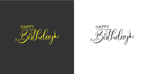 Happy Birthday white background lettering calligraphy vector card text