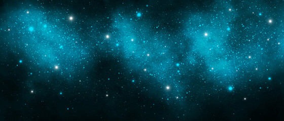 Abstract blue and black starry universe 3d illustartion