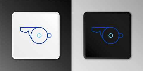 Line Whistle icon isolated on grey background. Referee symbol. Fitness and sport sign. Colorful outline concept. Vector
