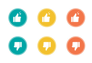 Thumb up and down flat icon. Icon Set. Web. Colorful icons