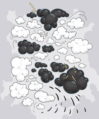Cartoon white and black clouds vector illustration set