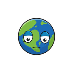 Doodle illustration sad earth vector graphics