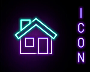 Glowing neon line House icon isolated on black background. Home symbol. Colorful outline concept. Vector
