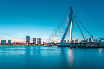 Panoramic view of the Erasmus Bridge in Rotterdam.
