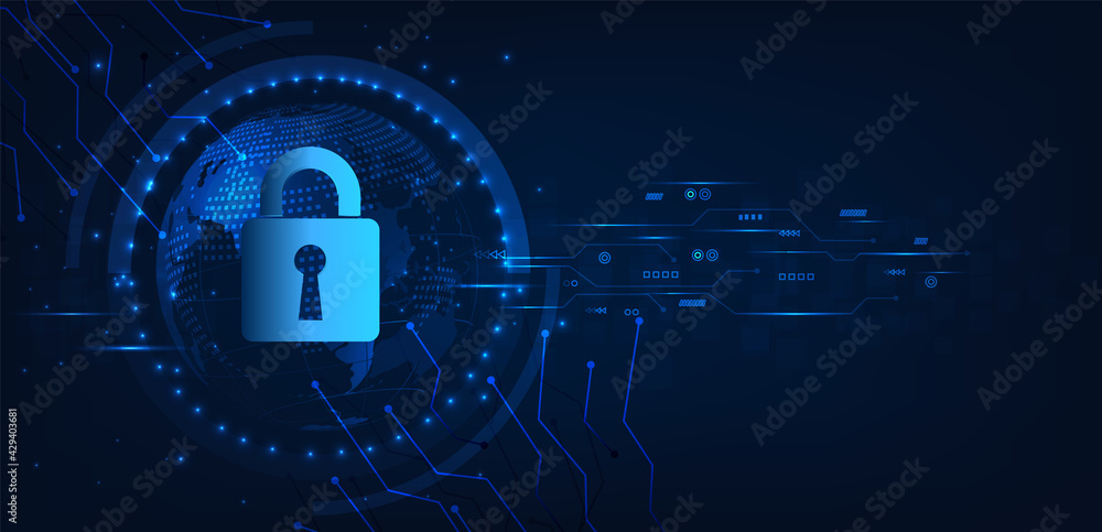 Aufkleber global network security concept.cyber security and information or global network protection.protecti