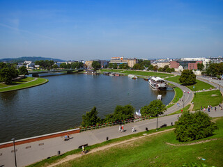 Krakow, Poland. August 26, 2019. Vistula River on a sunny day. 