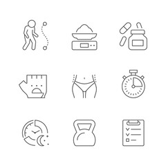 Set line icons of fitness