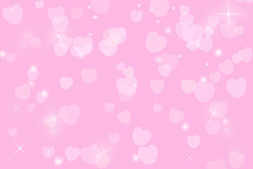 Abstract bright pink background with hearts and sparkles, shimmer.