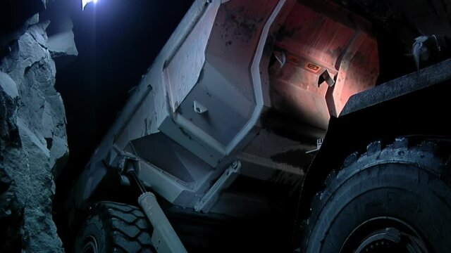 Underground Mining Dump Truck inside the Coal Mine of Rio Turbio, Santa Cruz Province, Argentina.