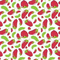 Strawberry seamless pattern. Red berry with leaves. Endless texture for summer eco design. Vector illustration