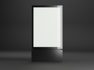 City-Light-Poster Leuchtkasten mit leerer Werbefläche vor dunkelm Hintergrund. Für Mock-Up und...