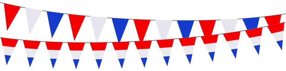 Fototapeta premium Garlands with the colors of Netherlands on a white background