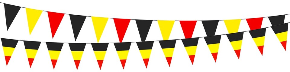 Garlands with the colors of Belgium on a white background - obrazy, fototapety, plakaty