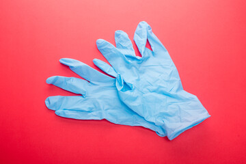 Medical disposable rubber gloves. Protective items. Hand protection.