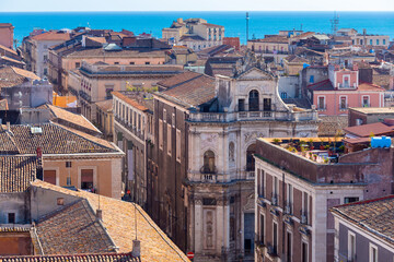Aerial view of Catania on a bright sunny day.