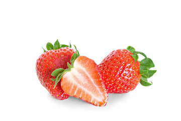 Closeup shot of fresh strawberries Isolated on white background