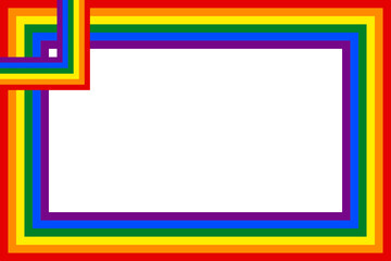 Flag LGBT icons, squared frame. Template border, vector illustration. Love wins. LGBT symbols in rainbow colors. Gay pride collection