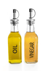 Olive oil and Apple cider vinegar bottles Isolated on white background