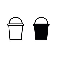 The bucket icon. Pail and bucketful symbol. Flat Vector illustration