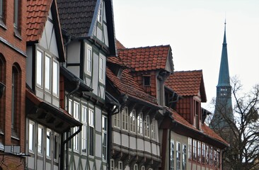 Cutout half-timbered houses in Hildesheim Germany