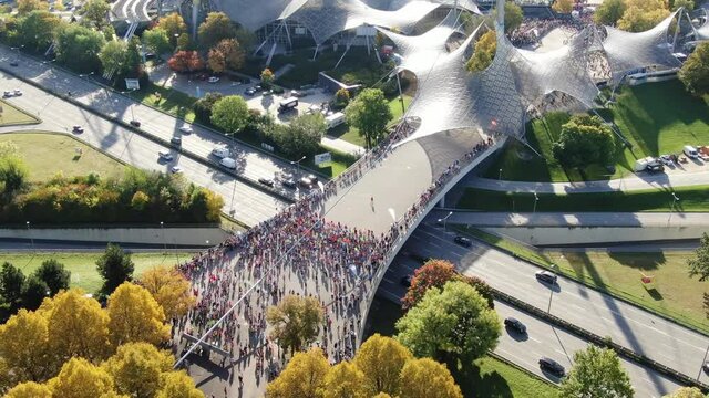 Munich marathon 2019 Drone flight over runners 2