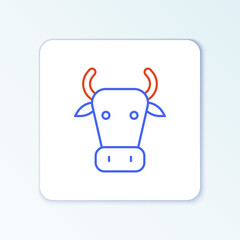 Line Cow icon isolated on white background. Colorful outline concept. Vector