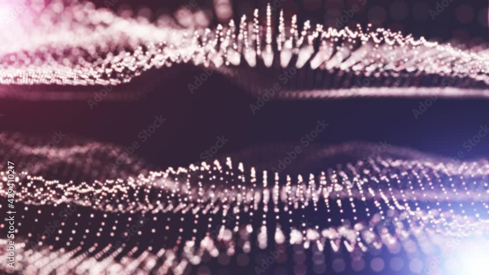 Poster abstract digital red particle wave. seamless