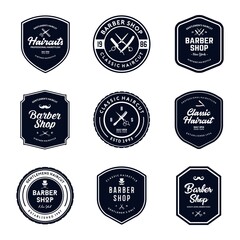 Vintage Barber Shop Badges Vector Set
