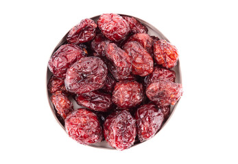 dried cranberries in a round shape on a white background, isolated