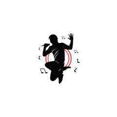 Silhouette of a male logo singing