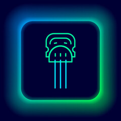 Glowing neon line Flamenco woman accessories icon isolated on black background. Peineta. Spanish comb. Colorful outline concept. Vector