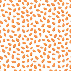 Seamless pattern with almonds. Cute print with nuts on a white background. Food and snacks icon